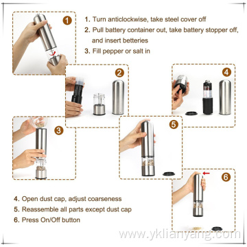 batteries operated electric salt and pepper mill grinder